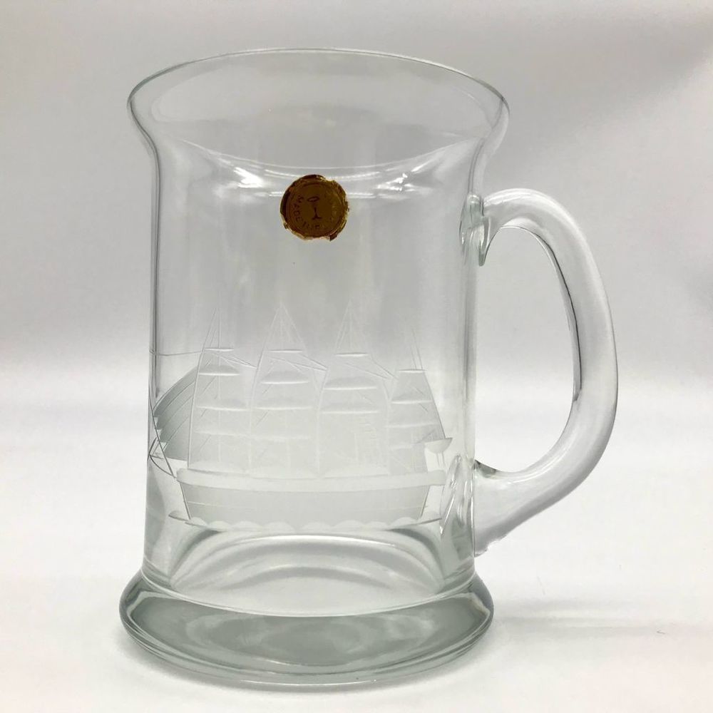 Vintage Toscany German Glass Stein Etched Clipper Ship